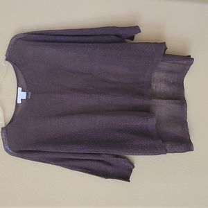 Design History Boho plum brown hi/lo open weave top